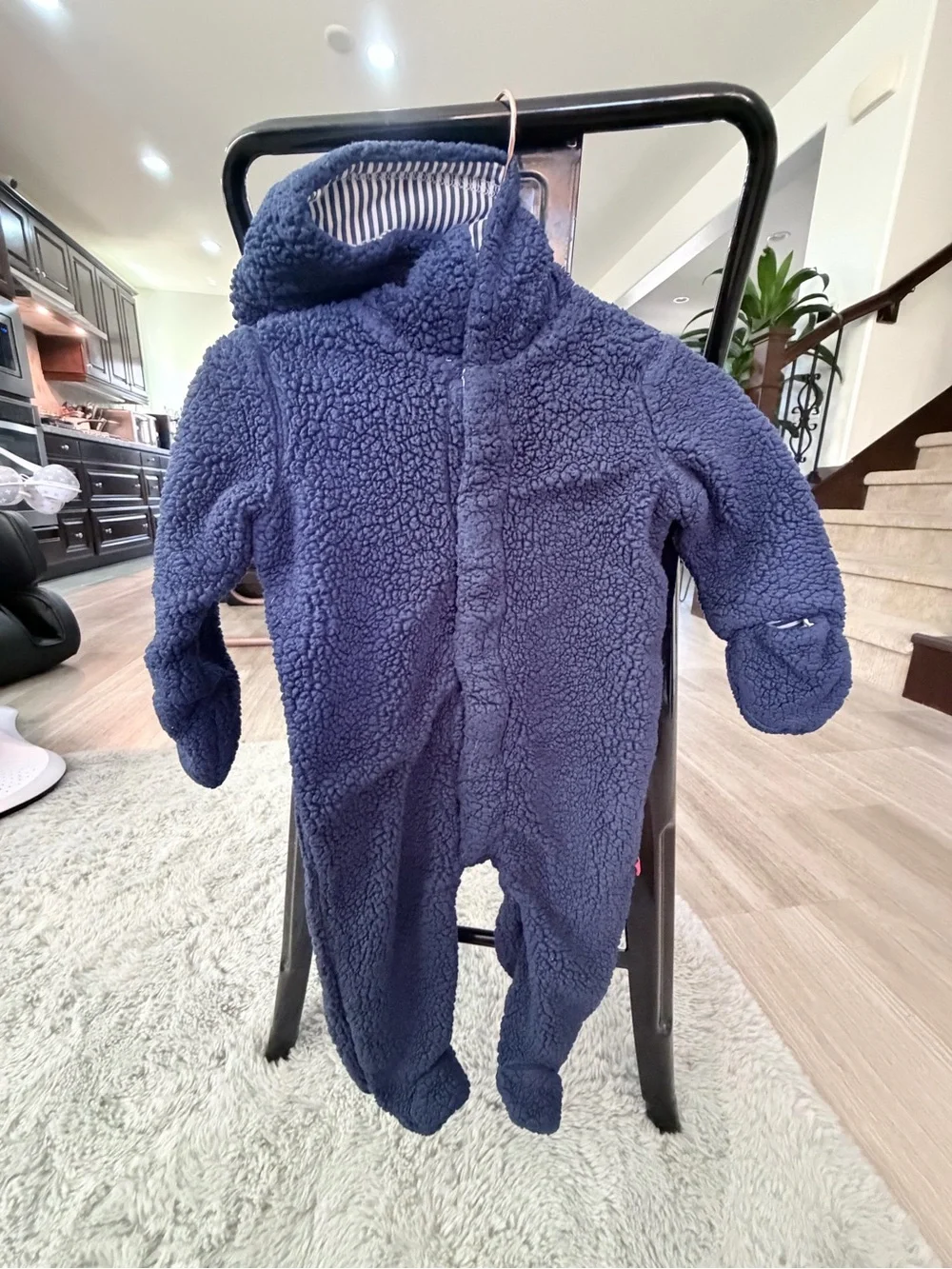 Magnetic Me Royal Blue Fleece Baby One-Piece with Hooded Ears
